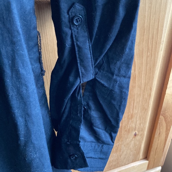 Black Alfred Sung Button-Up Ruffle Front - Picture 5 of 6